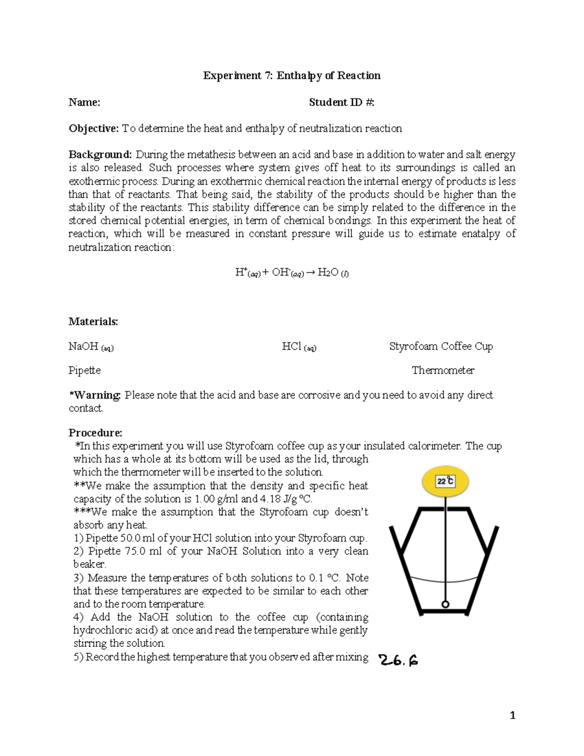 EXP 7 - Specific Heat of Metals - Experiment 8: Specific Heat of Metals ...