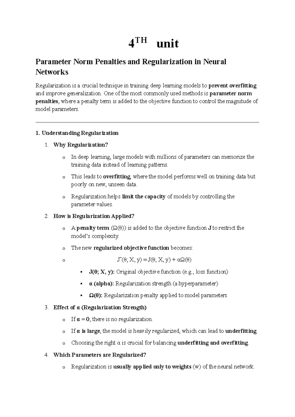 Unit 4: Parameter Norm Penalties & Regularization in Neural Networks ...