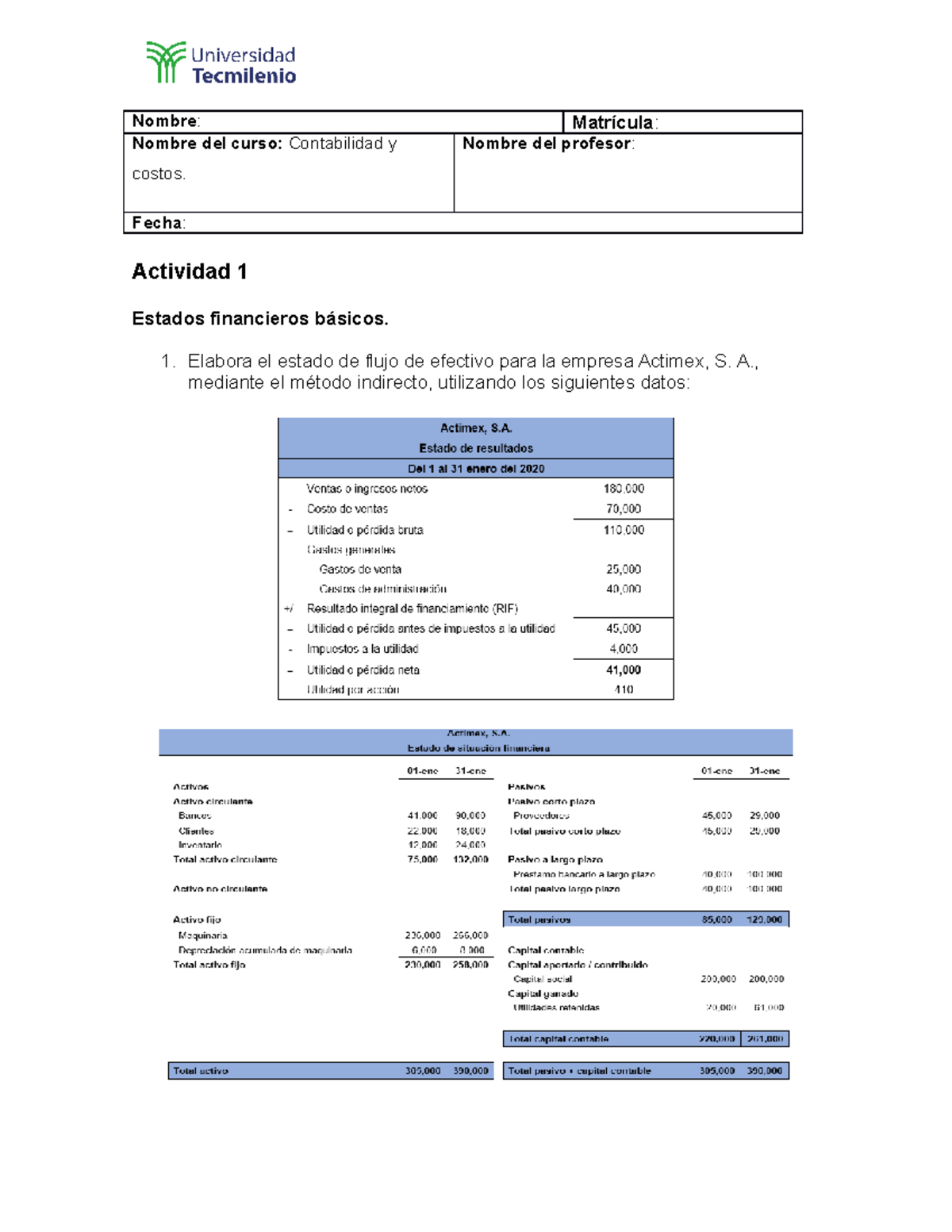Act - Semana 2 de contabilidad y costos, de la semana 2 - NombreNombre ...