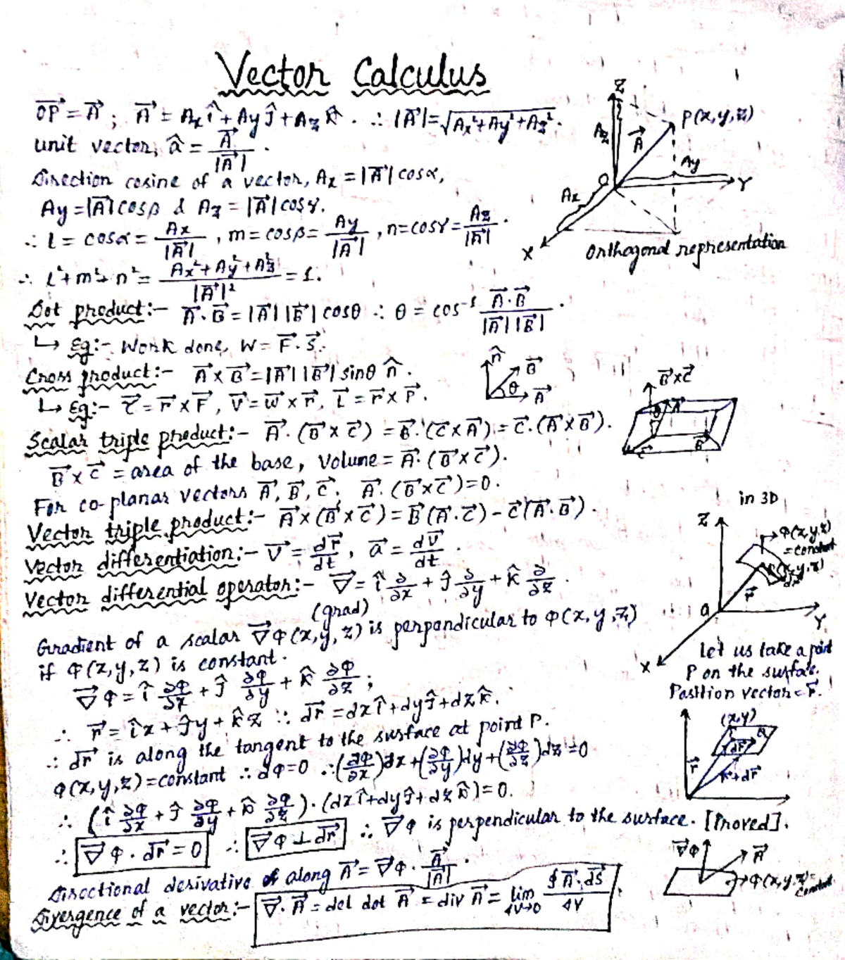 Vector Calculus: Unit Vectors, Direction Cosines, and Triple Products ...