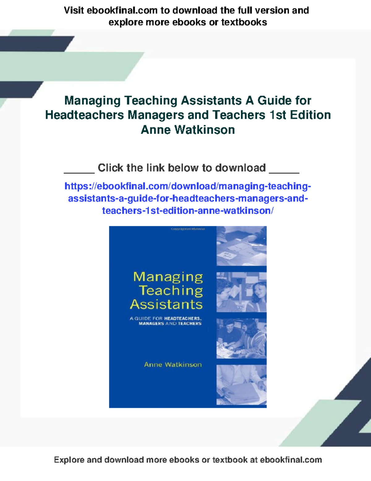 73206 - Managing Teaching Assistants: A Guide for Educators, 1st Ed ...