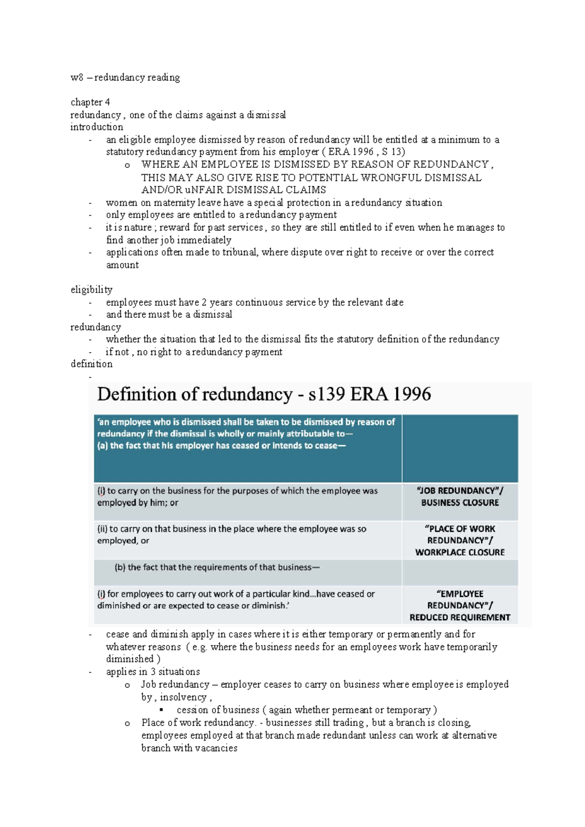 W8 Redundancy Reading: Understanding Employment Law and Rights - Studocu