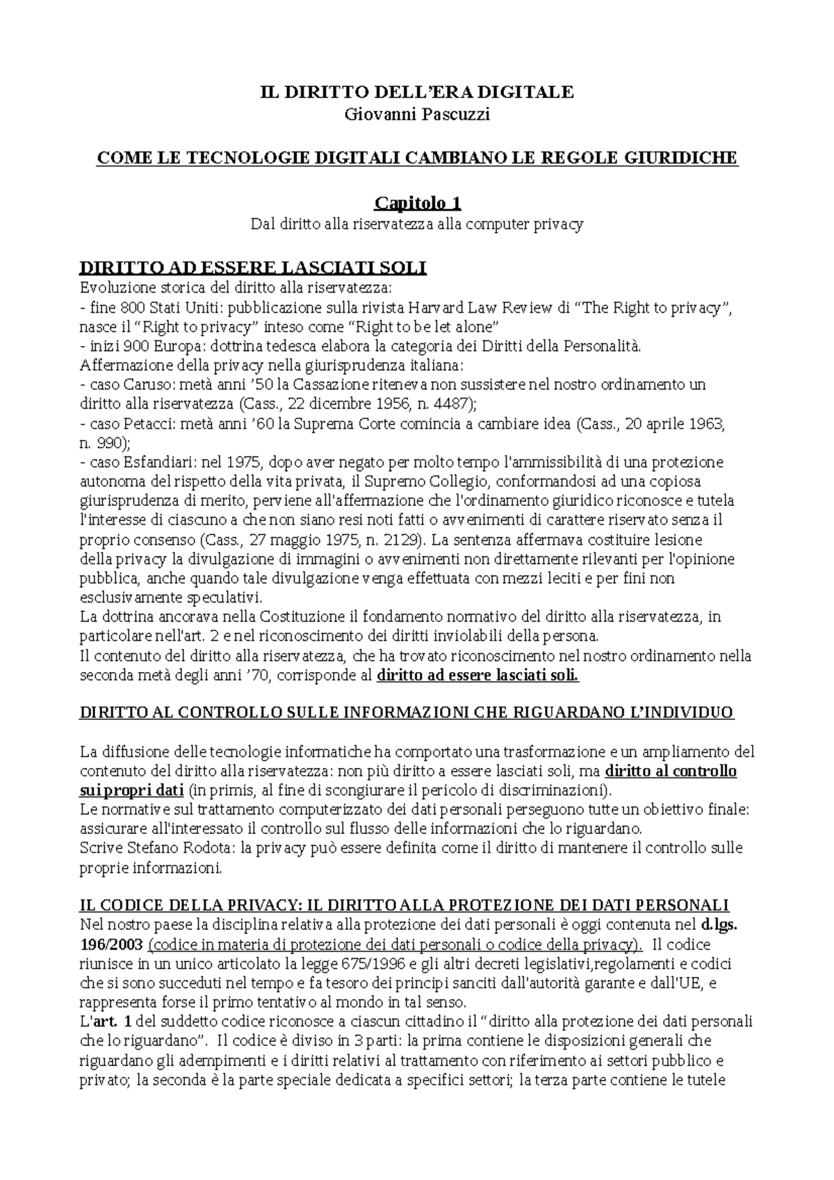 Diritto dell'Informatica: Evoluzioni e Riforme della Privacy Digitale ...
