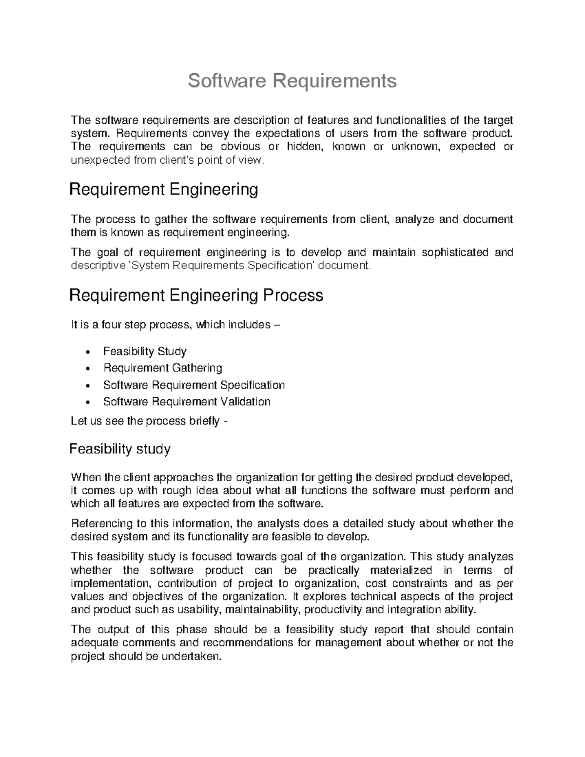 Requirement Engineering Overview: Process, Characteristics, and ...