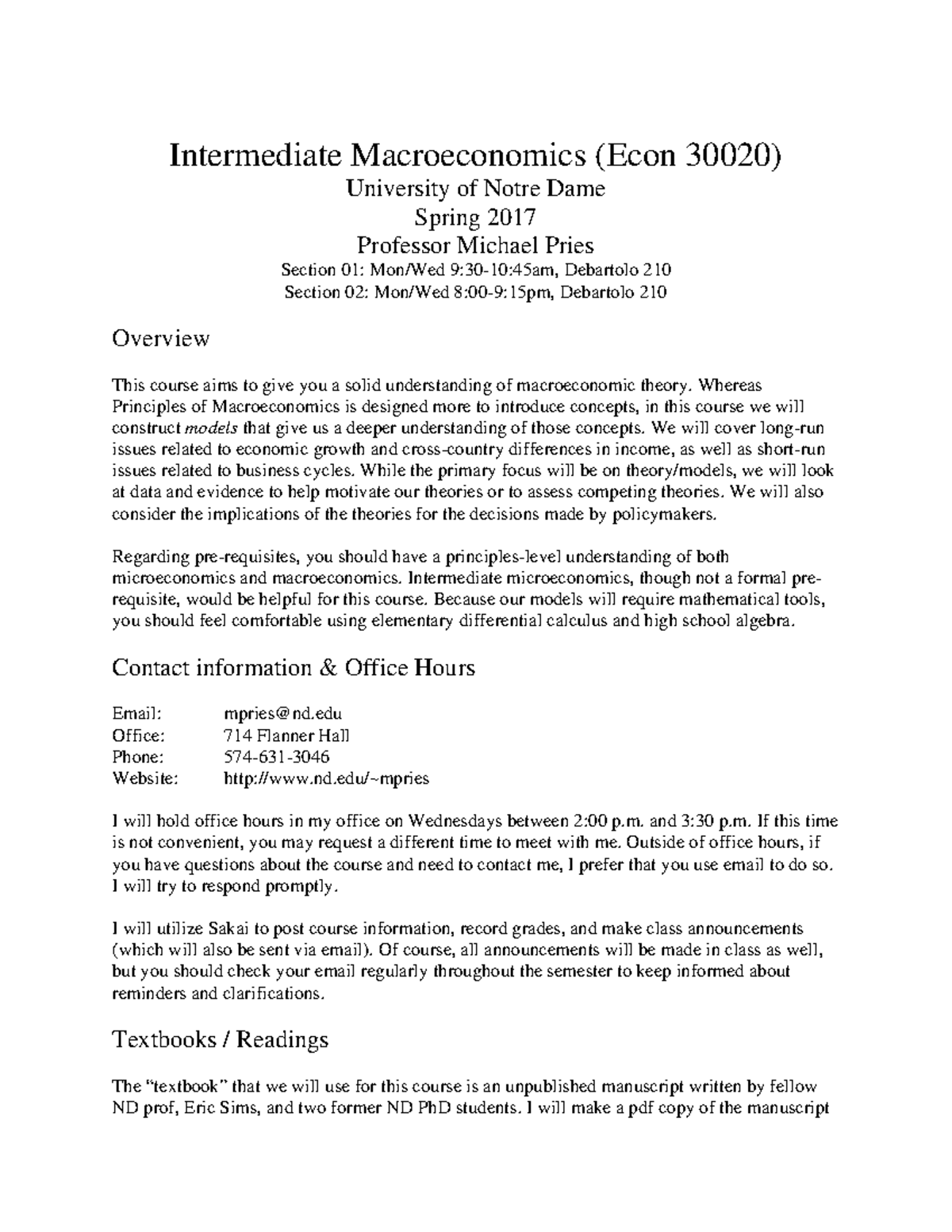 Econ 30020 - Intermediate Macroeconomics Course Syllabus Spring 2017 ...