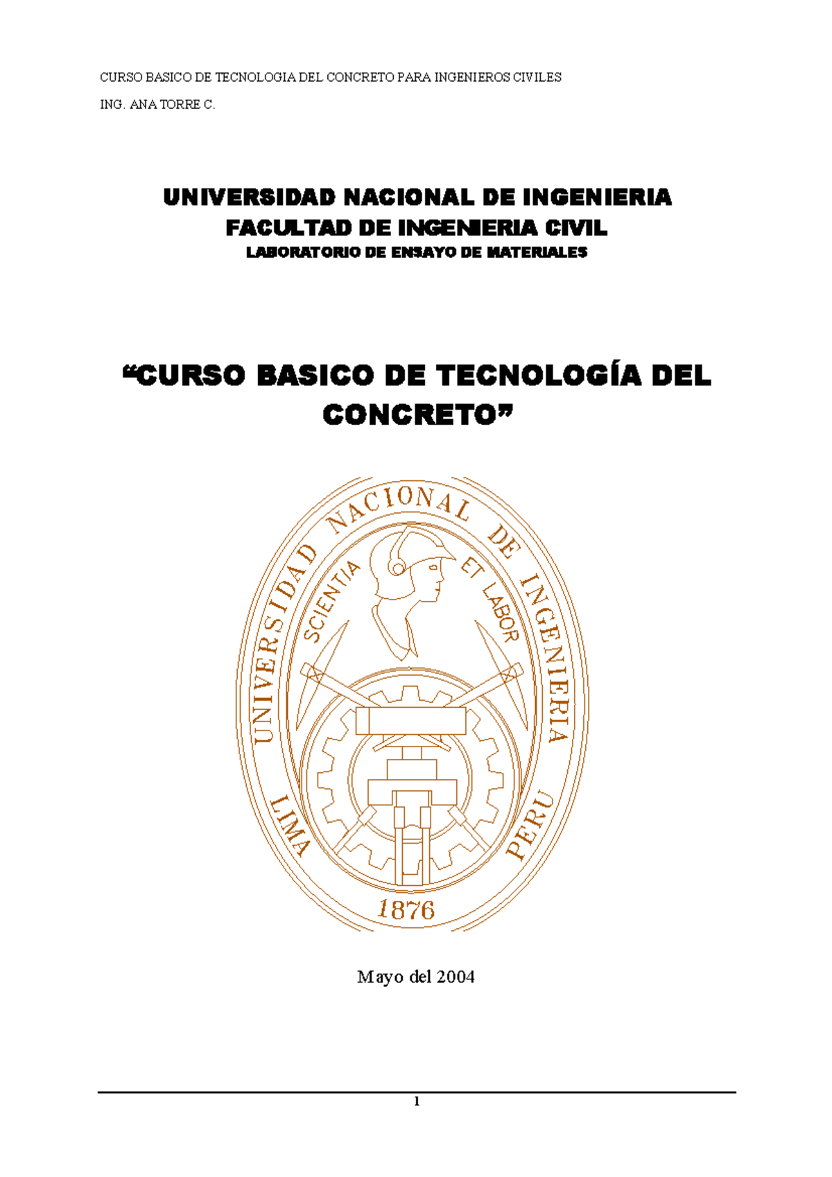Curso Básico de Tecnología del Concreto - ING. ANA TORRE C. - Document Preview