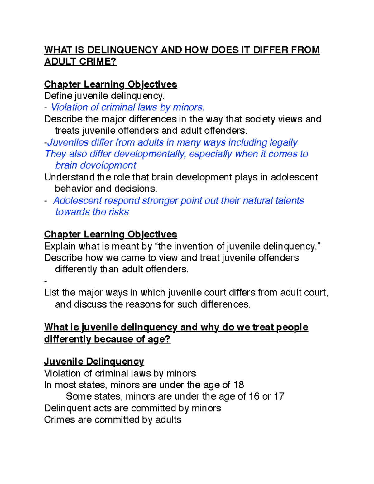 Chapter 1 - Lecture Notes on Juvenile Delinquency and Development - Studocu