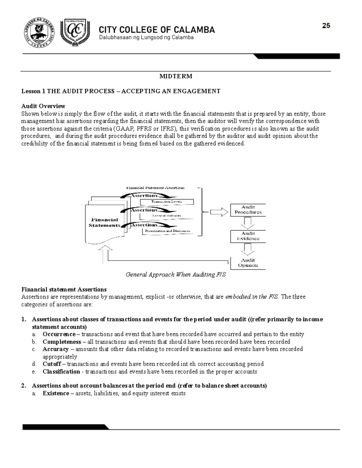 AASI302 Midterm Lessons 1-3 - MIDTERM Lesson 1 THE AUDIT PROCESS ...