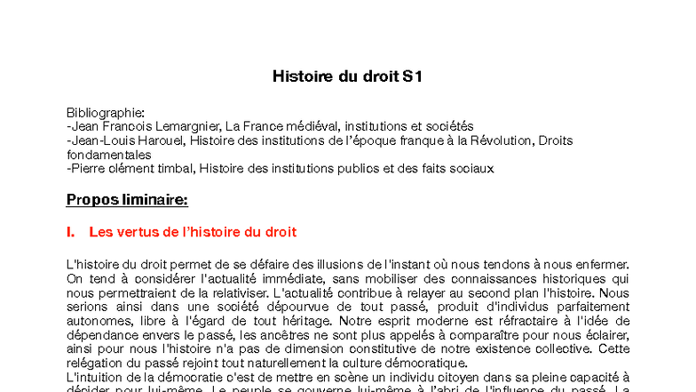 Histoire du Droit - Bibliographie et Concepts Fondamentaux S1 - Studocu