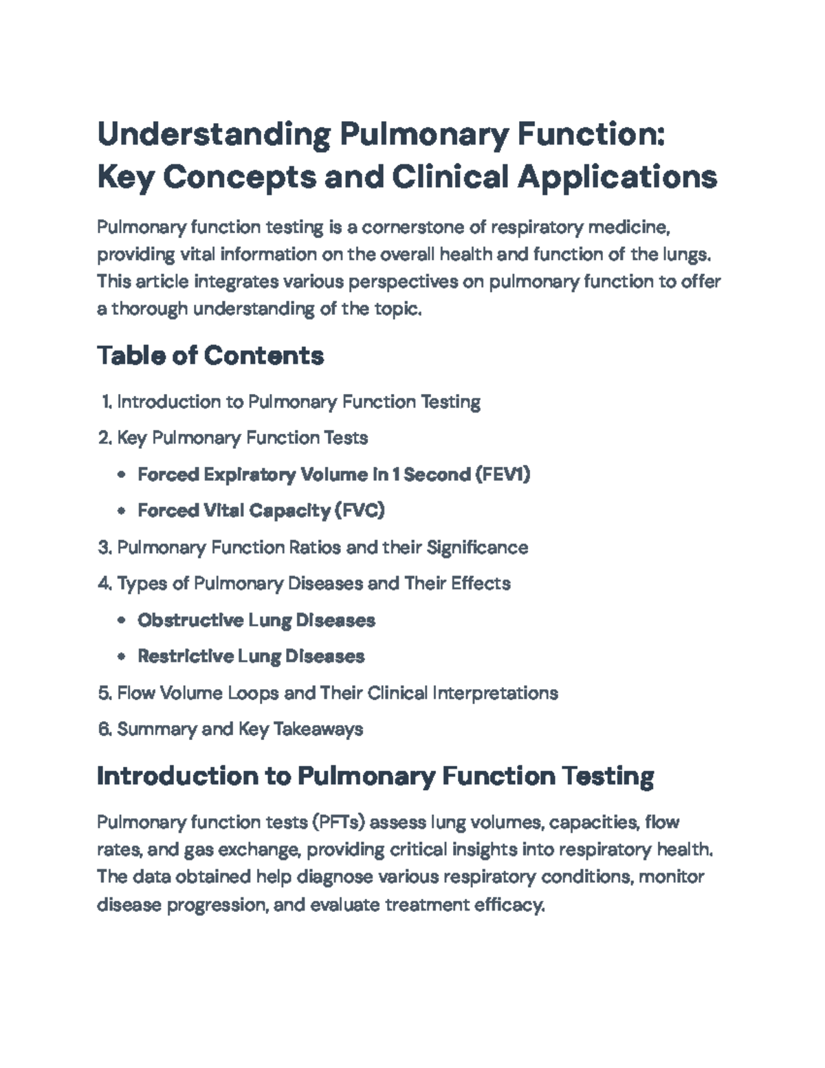 Understanding Pulmonary Function: Key Tests and Clinical Insights ...