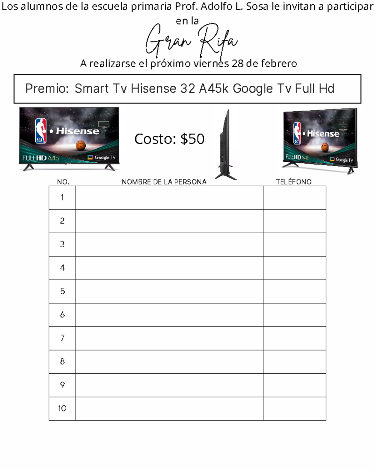 Gran Rifa de Smart Tv Hisense 32 A45k - 28 de Febrero - Studocu