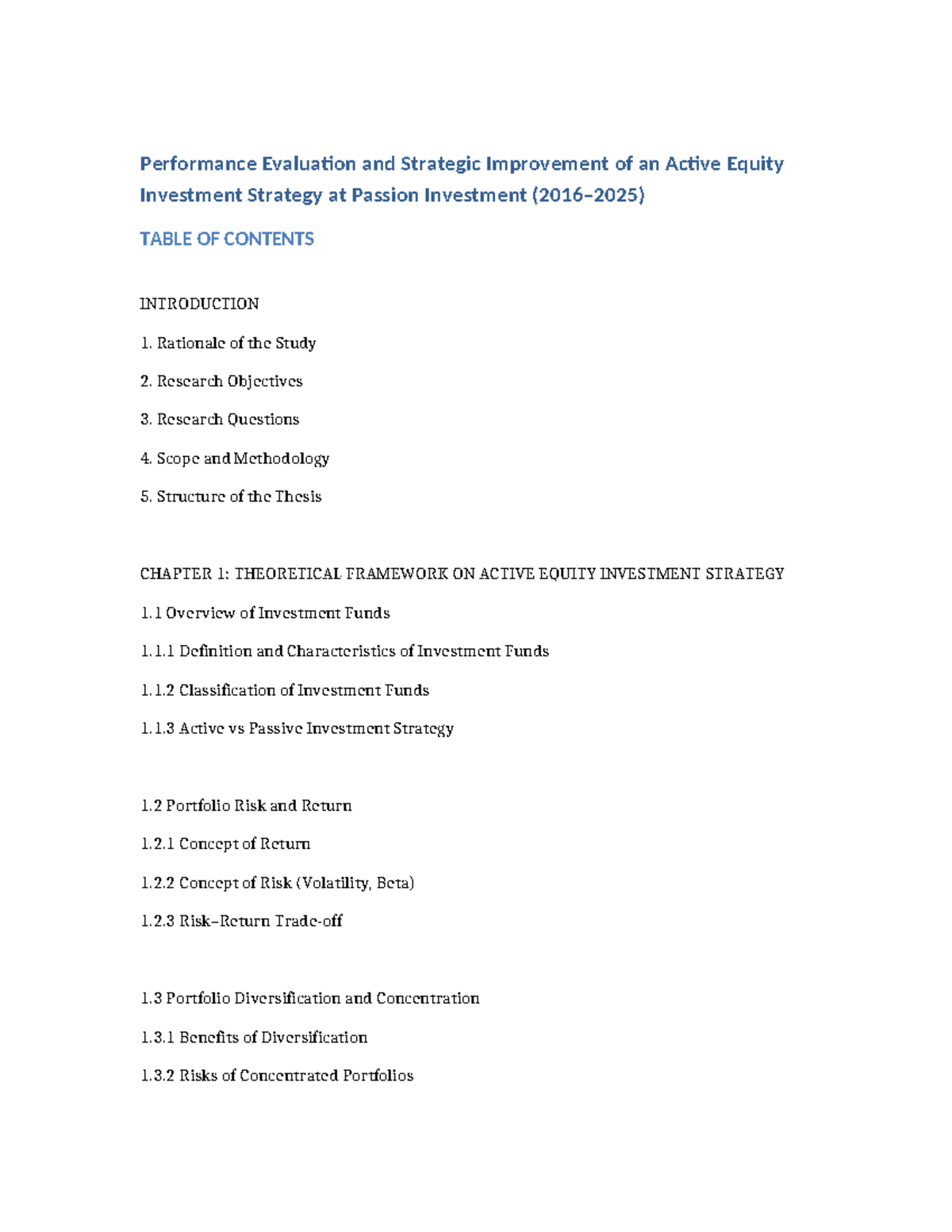 Performance Evaluation & Strategic Improvement of Active Equity ...