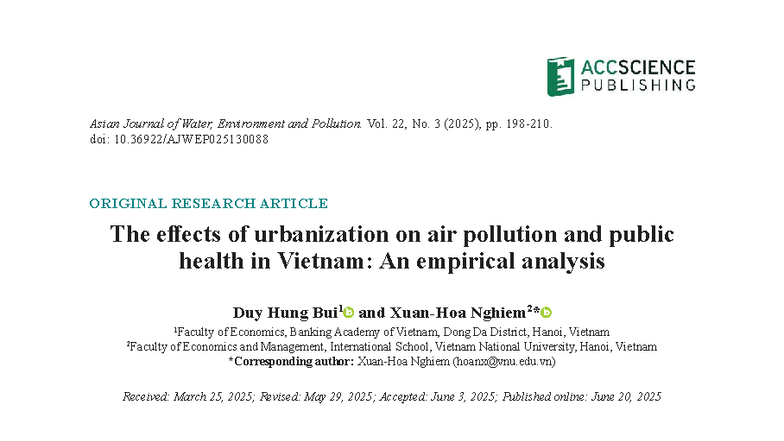Urbanization and Air Pollution: Impacts on Public Health in Vietnam ...