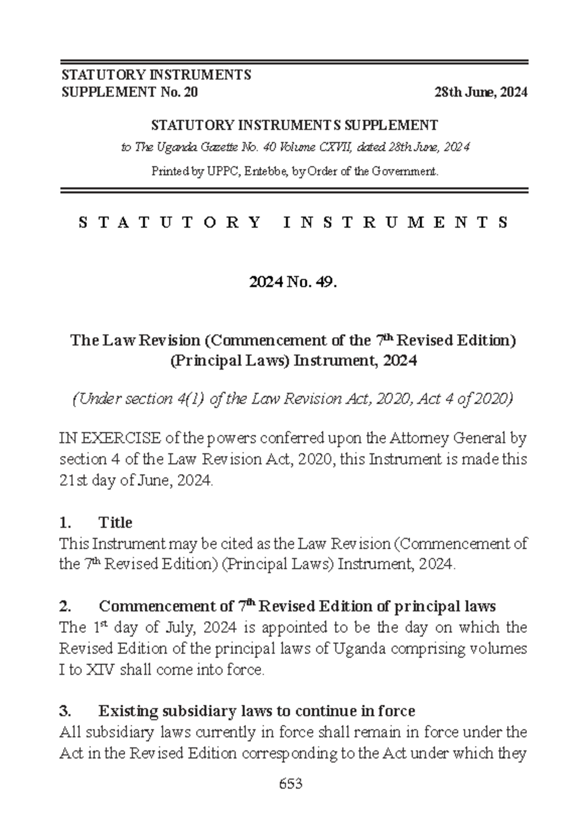 Law Revision (Commencement of 7th Revised Edition) Instrument 2024 ...