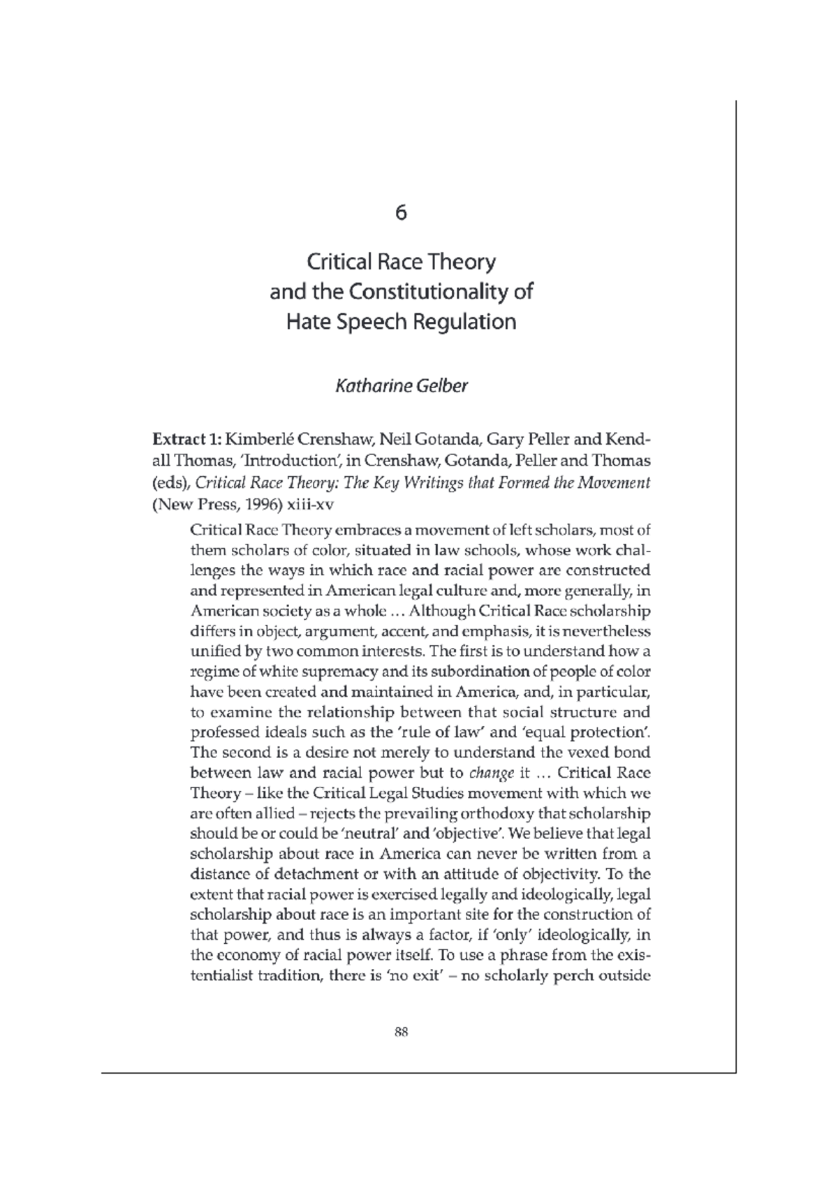 Critical Race Theory & Hate Speech Regulation: A Legal Analysis - Studocu