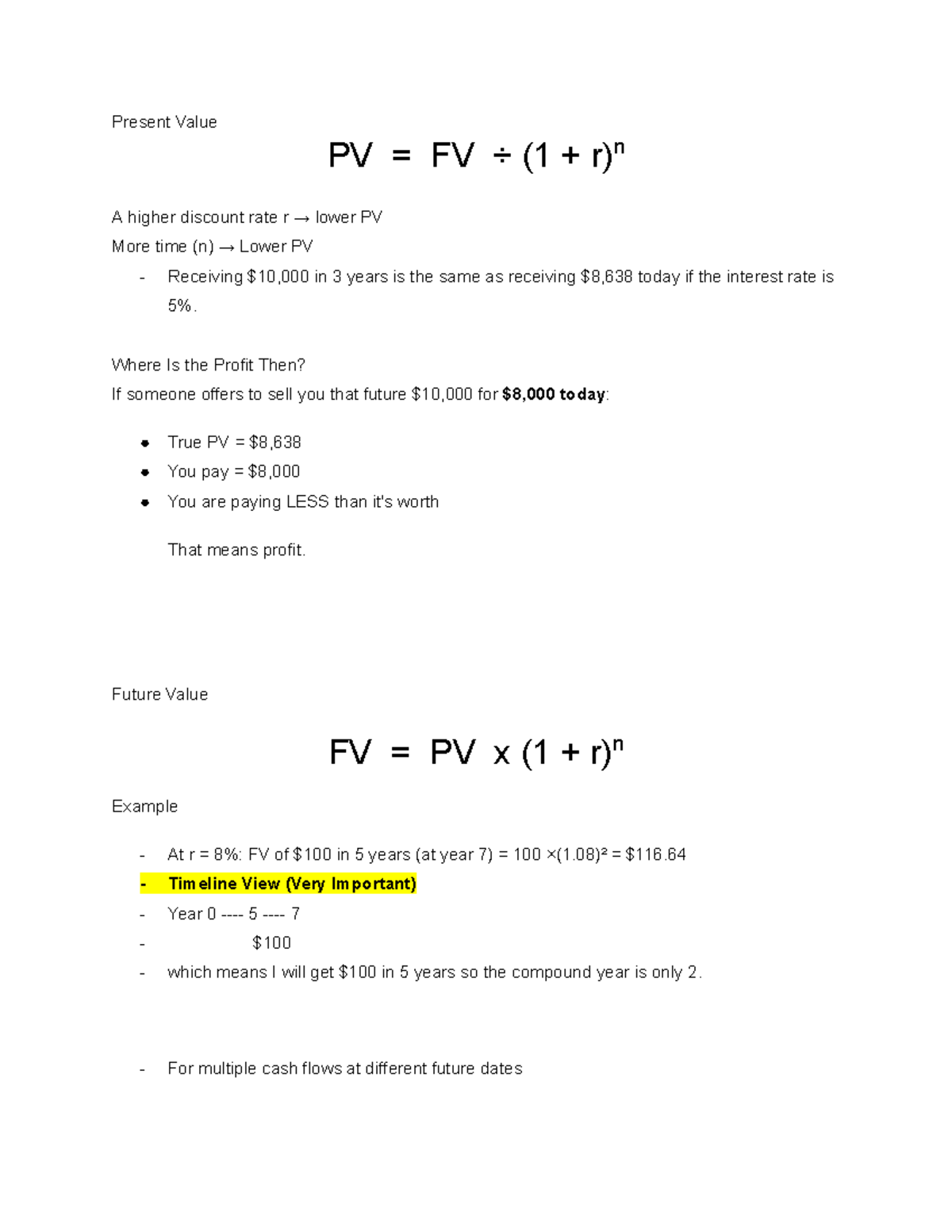 Present Value and Future Value Calculations - Week 2 Note - Studocu