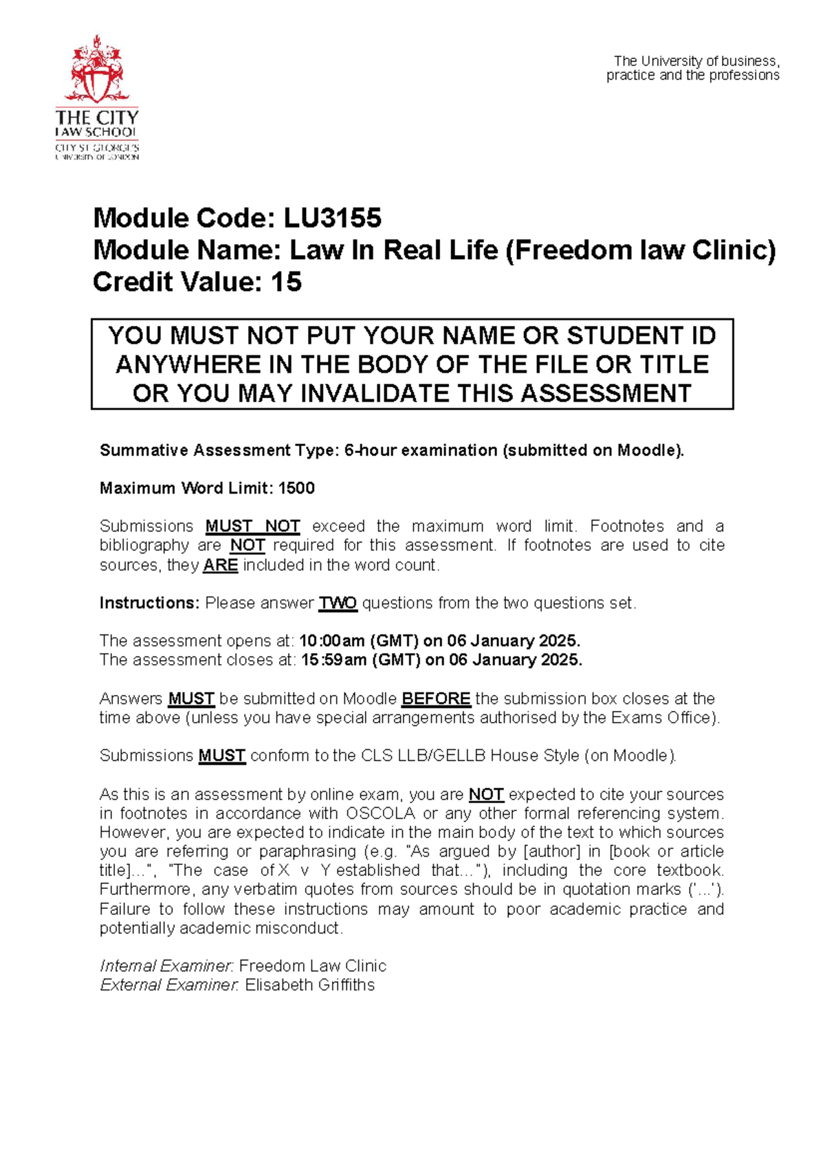 FLC LU3155 Law In Real Life: Exam Case Study & Appeal Advice - Studocu