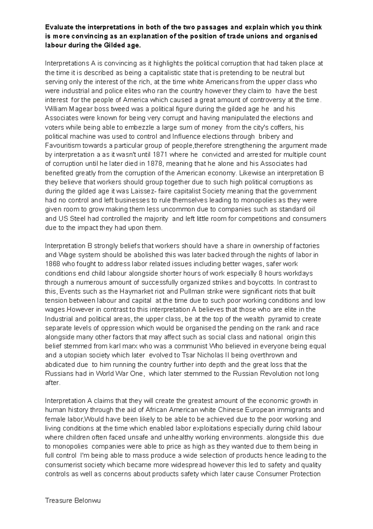 Trade Unions And organised Labour - Google Docs - Evaluate the ...