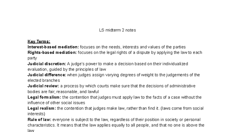 LS Midterm 2 Notes: Key Legal Terms and Concepts - Studocu