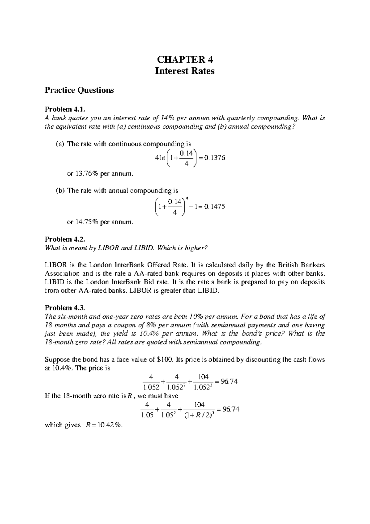 Chapter 4: Interest Rates and Financial Calculations (FIN 201) - Studocu