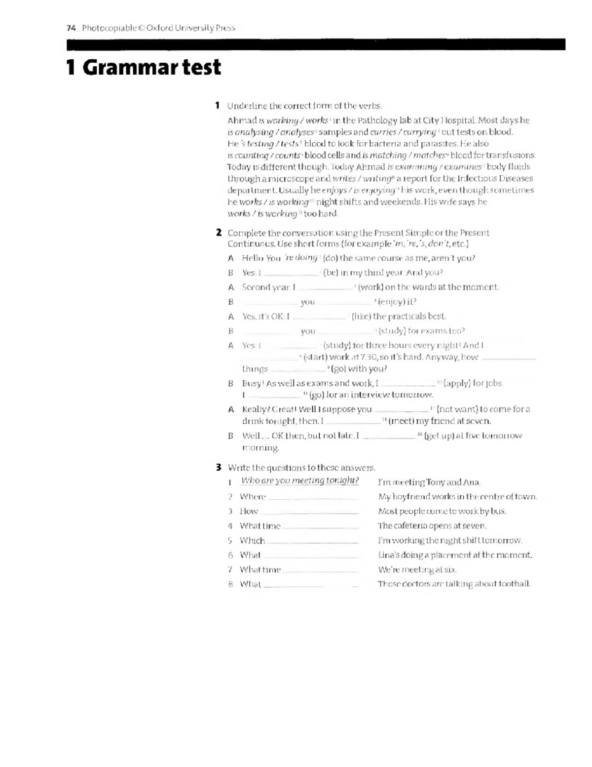 Grammar Practice (Session 1&2) - Oxford University Press 1 Test - Studocu