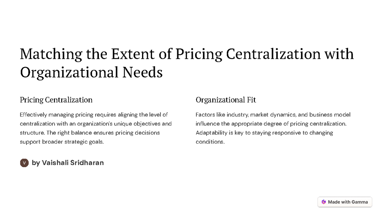 Matching Pricing Centralization with Org Needs: Factors & Strategies ...