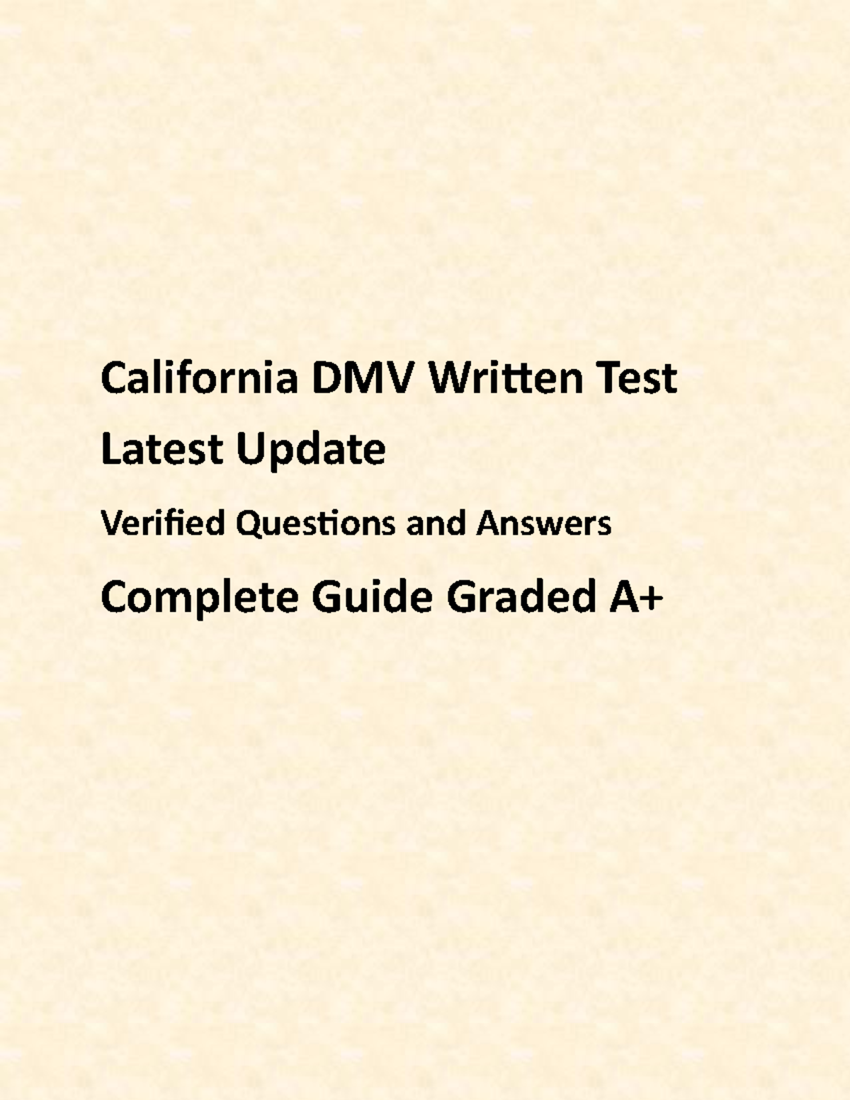California DMV Written Test 2025 Update: Verified Q&A Complete Guide ...