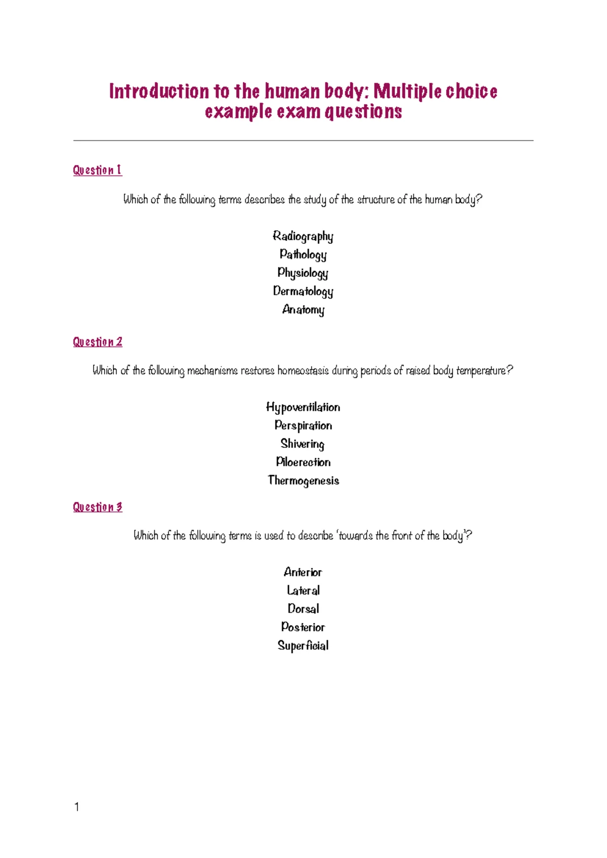 example exam questions on respiratory system - Respiratory system ...