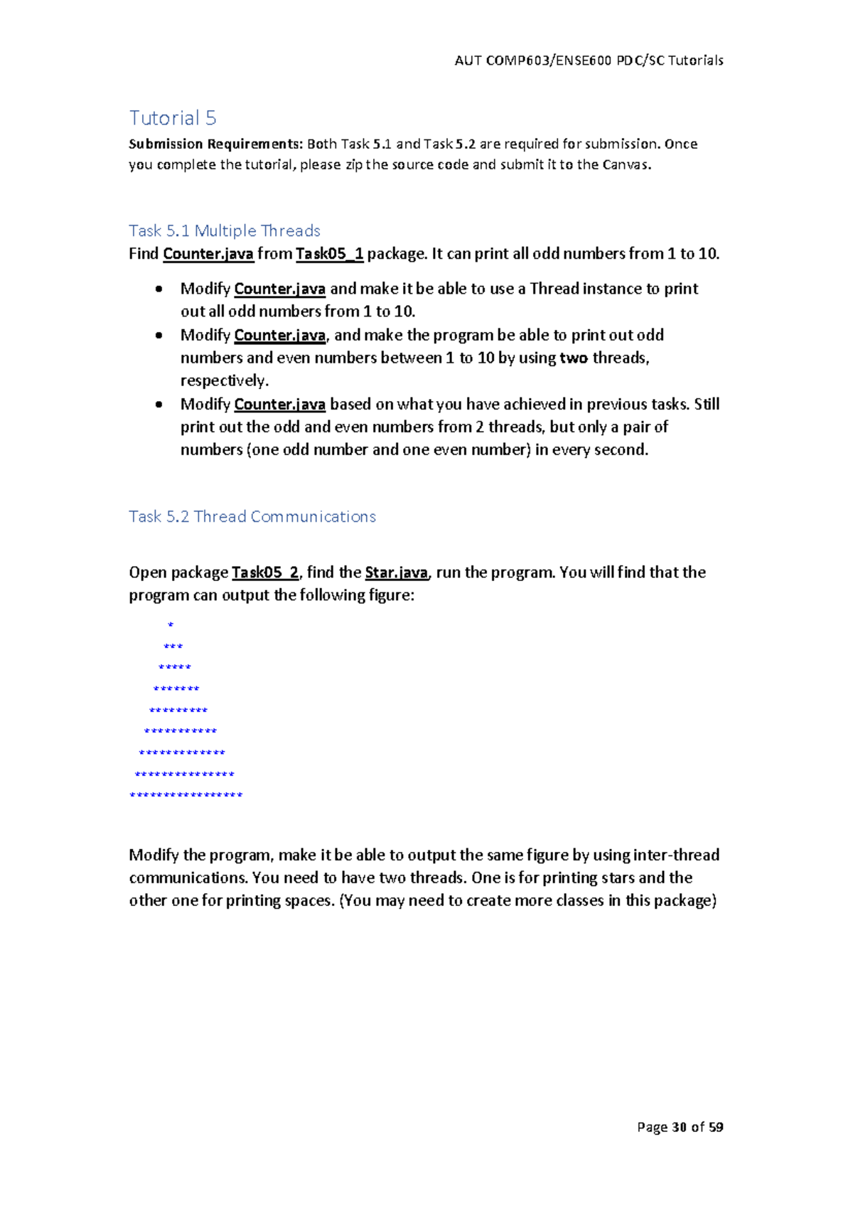 AUT Tutorials: Tutorial 5 Submission Requirements and Tasks - Studocu