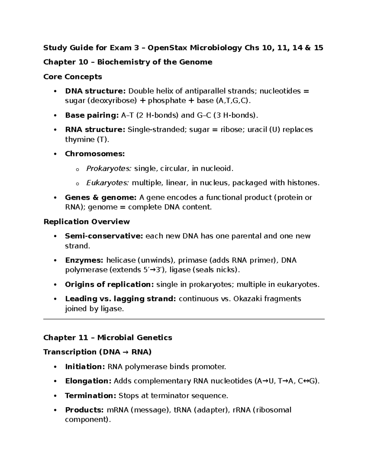 Study Guide for Exam 3: OpenStax Microbiology Chs 10-15 - Studocu