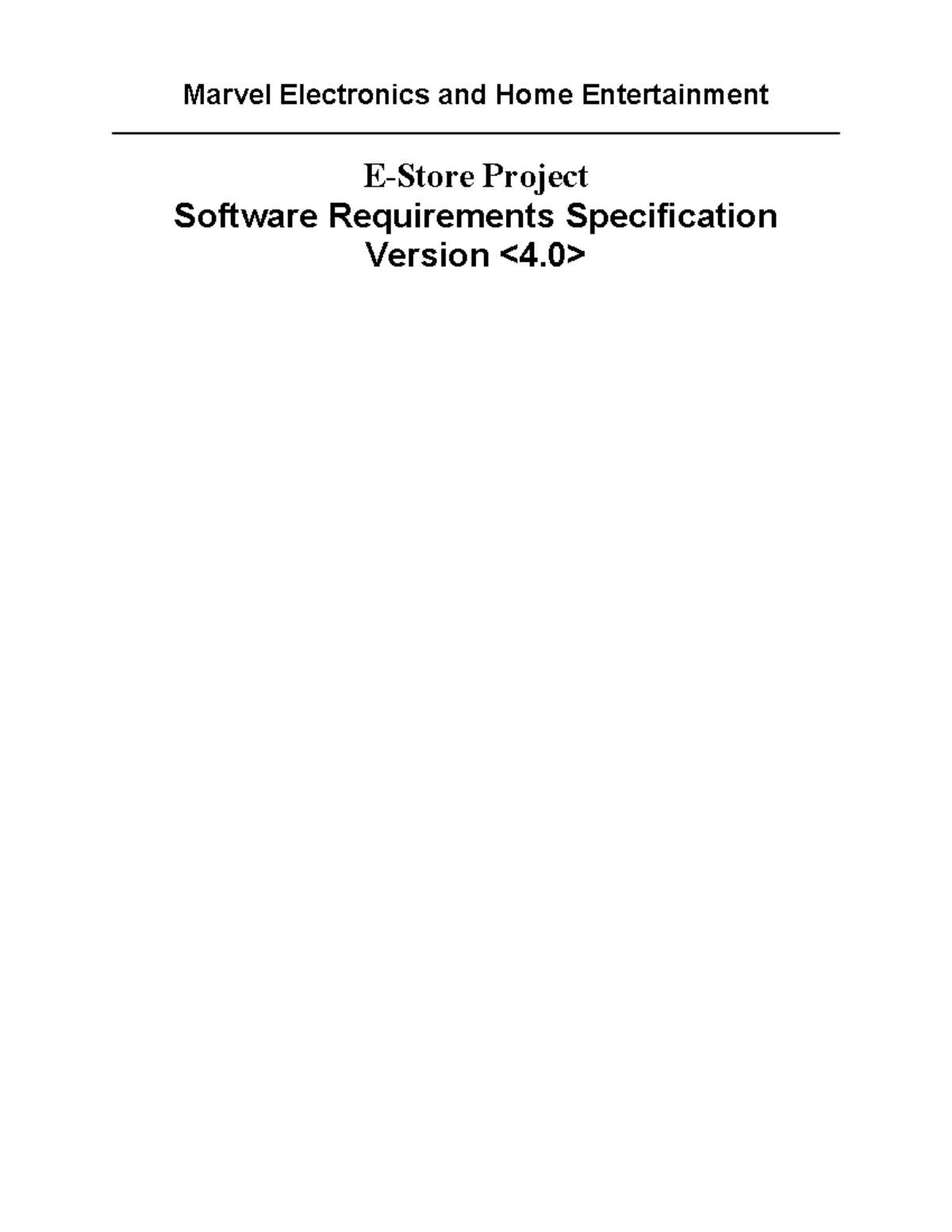 SRS4 - Software engineering - Marvel Electronics and Home Entertainment ...