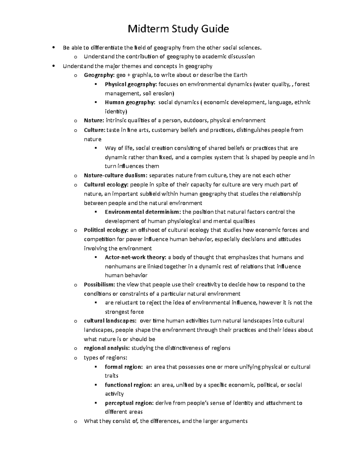 Geography Midterm Study Guide: Key Concepts & Themes Review - Studocu
