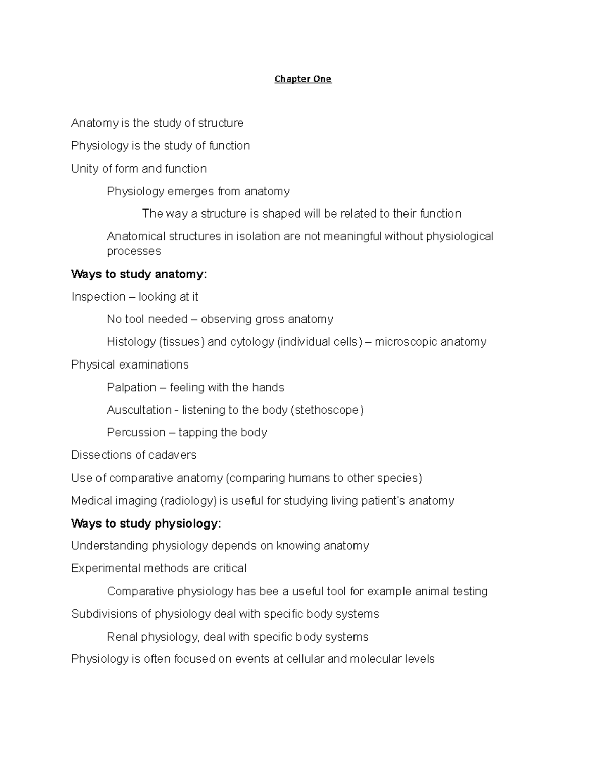 Chapter 1 Anatomy & Physiology Overview AP - Studocu