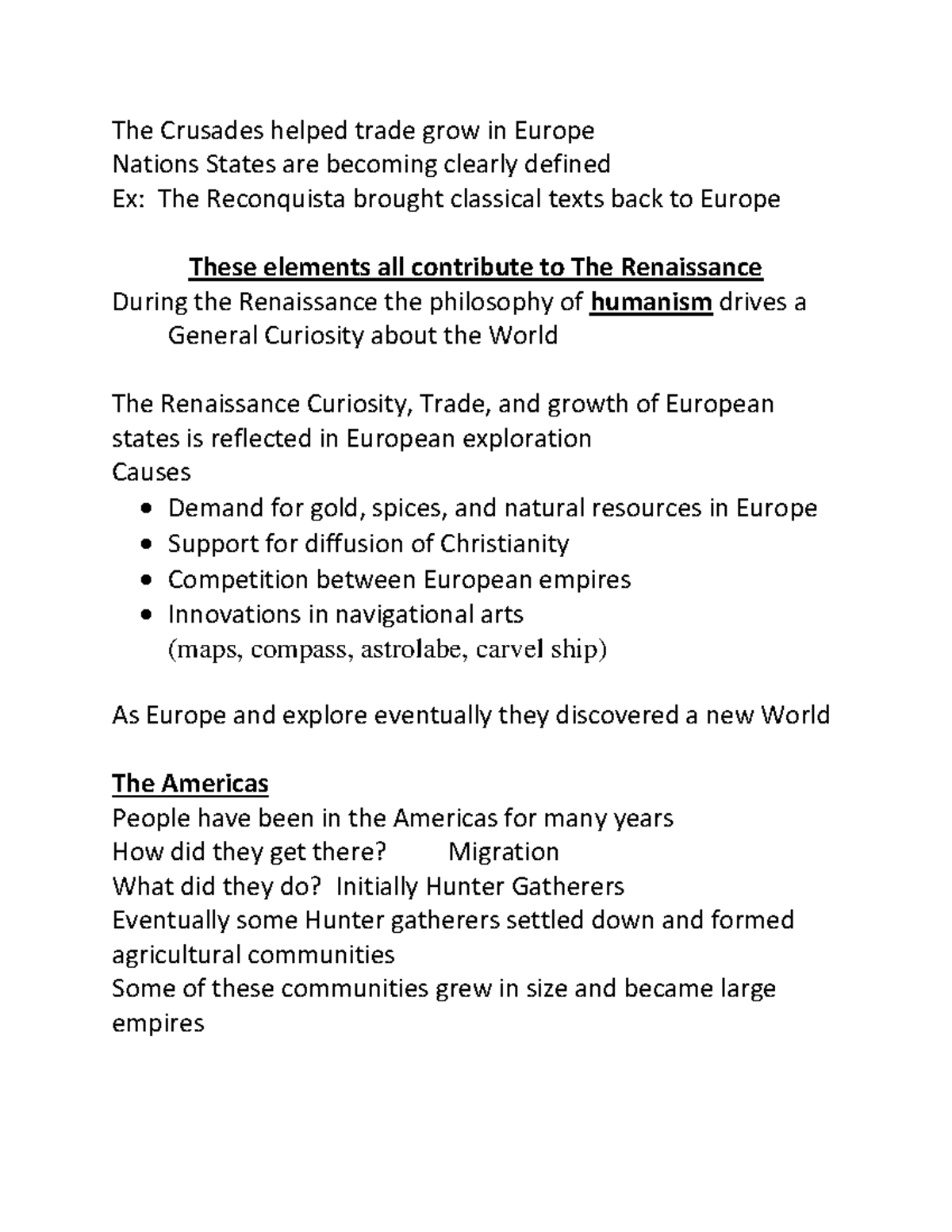 APUSH Unit 1 Notes: The Renaissance, Exploration, and the Americas ...
