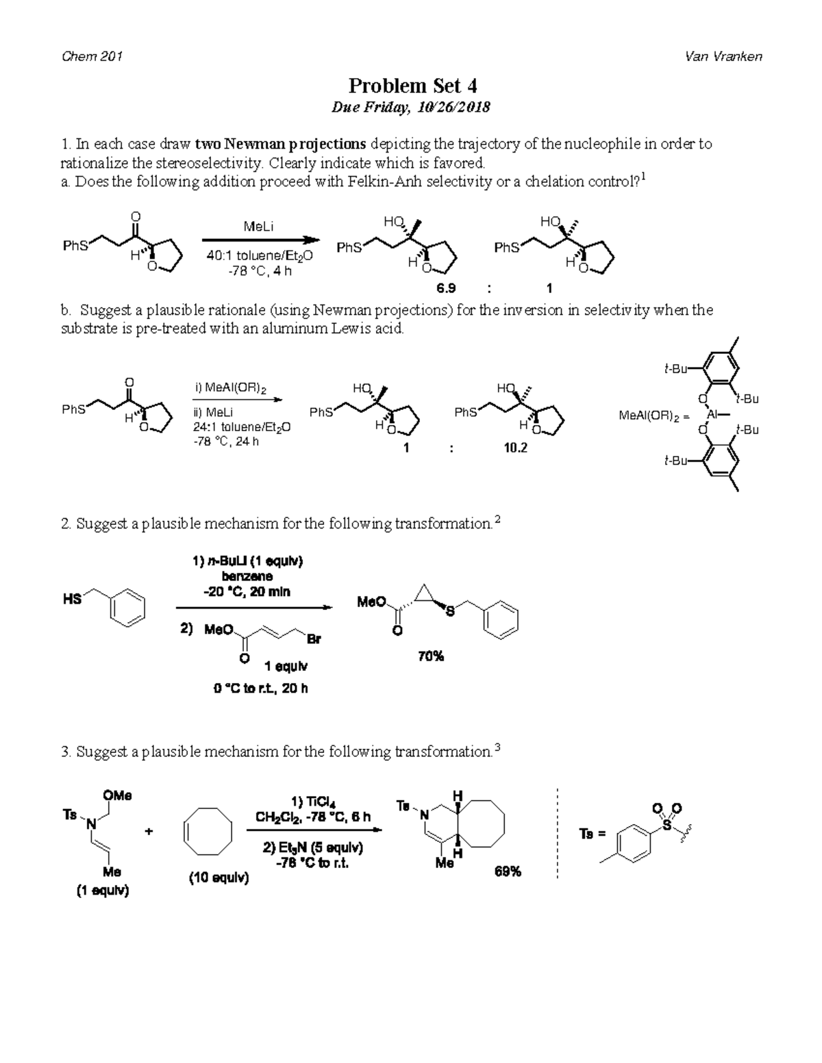 Problem Set 4 - Chem 101 Stereochemistry & Mechanism Review - Studocu