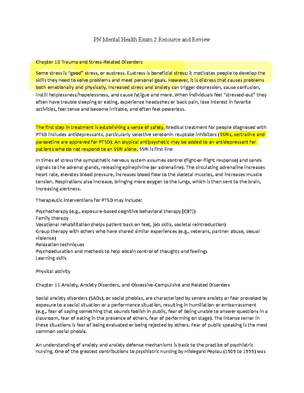 PN MH Exam 2 Study Guide-1 - PN Mental Health Exam 2 Resource and ...