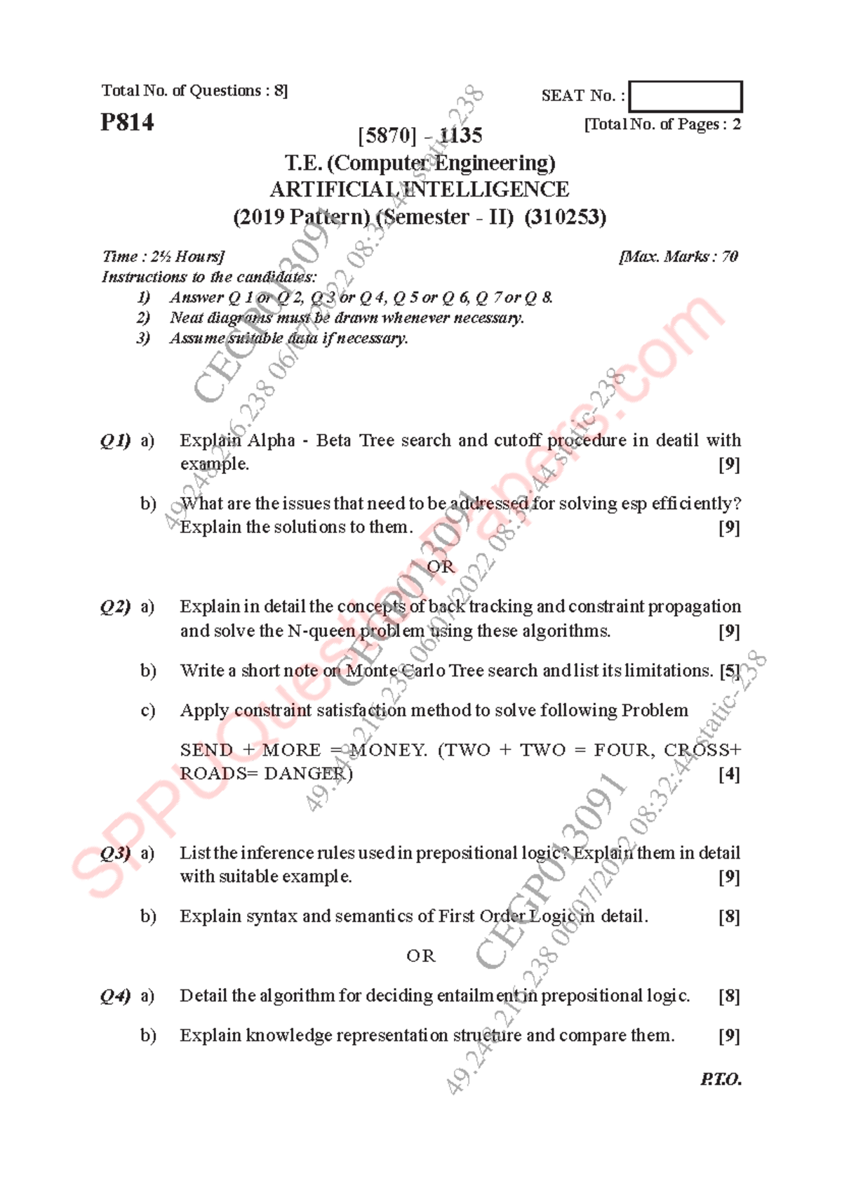 Computer Engineering Sem-6 AI Final Exam 2022 (Pattern 2019) - Studocu