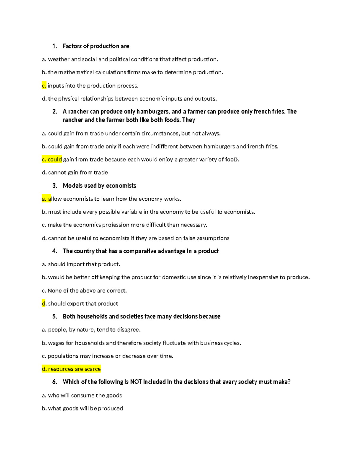 Trn1 - Microeconomics Factors of Production and Trade Concepts - Studocu