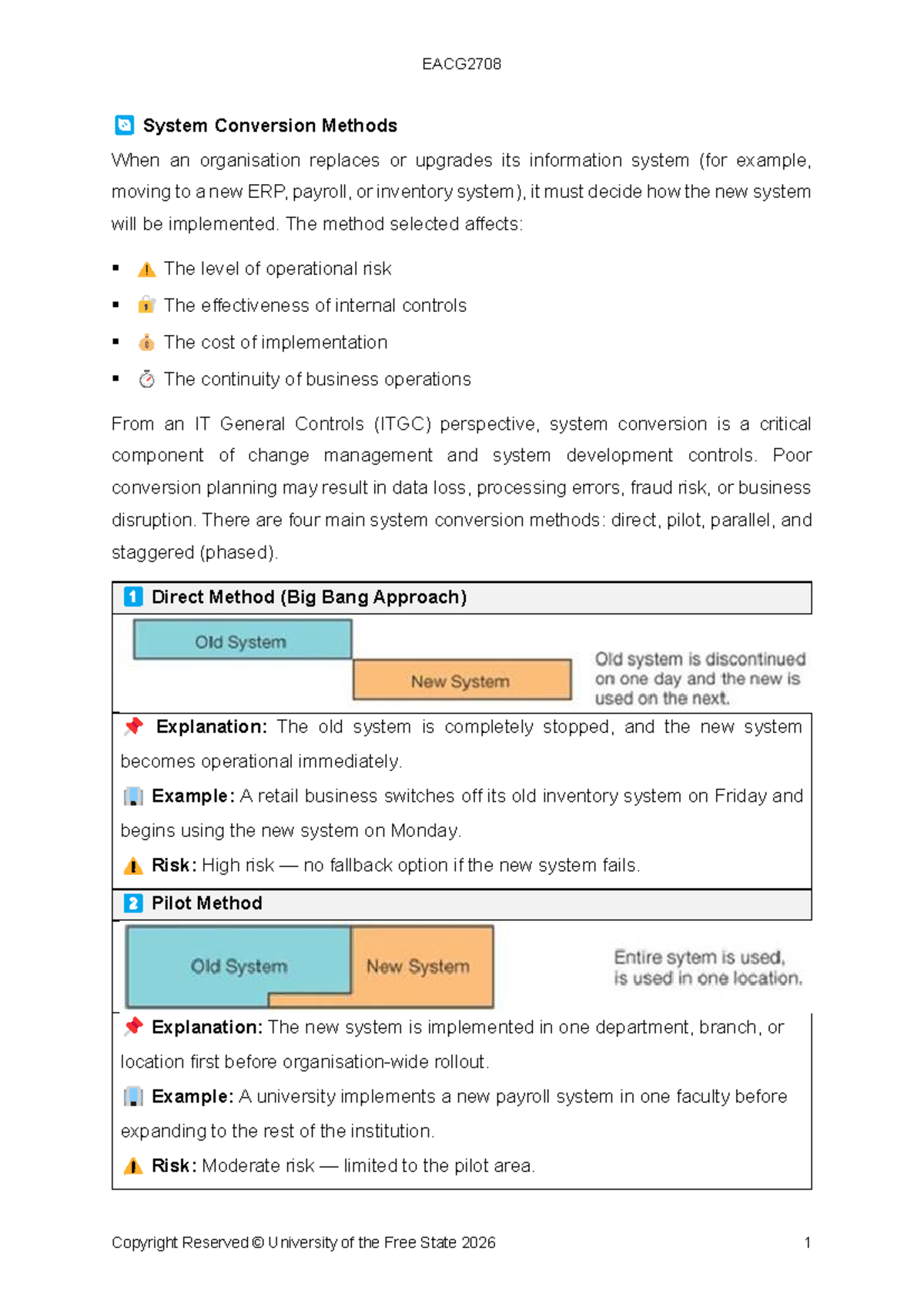 EACG2708 System Conversion Methods: Implementation Strategies and Risks ...
