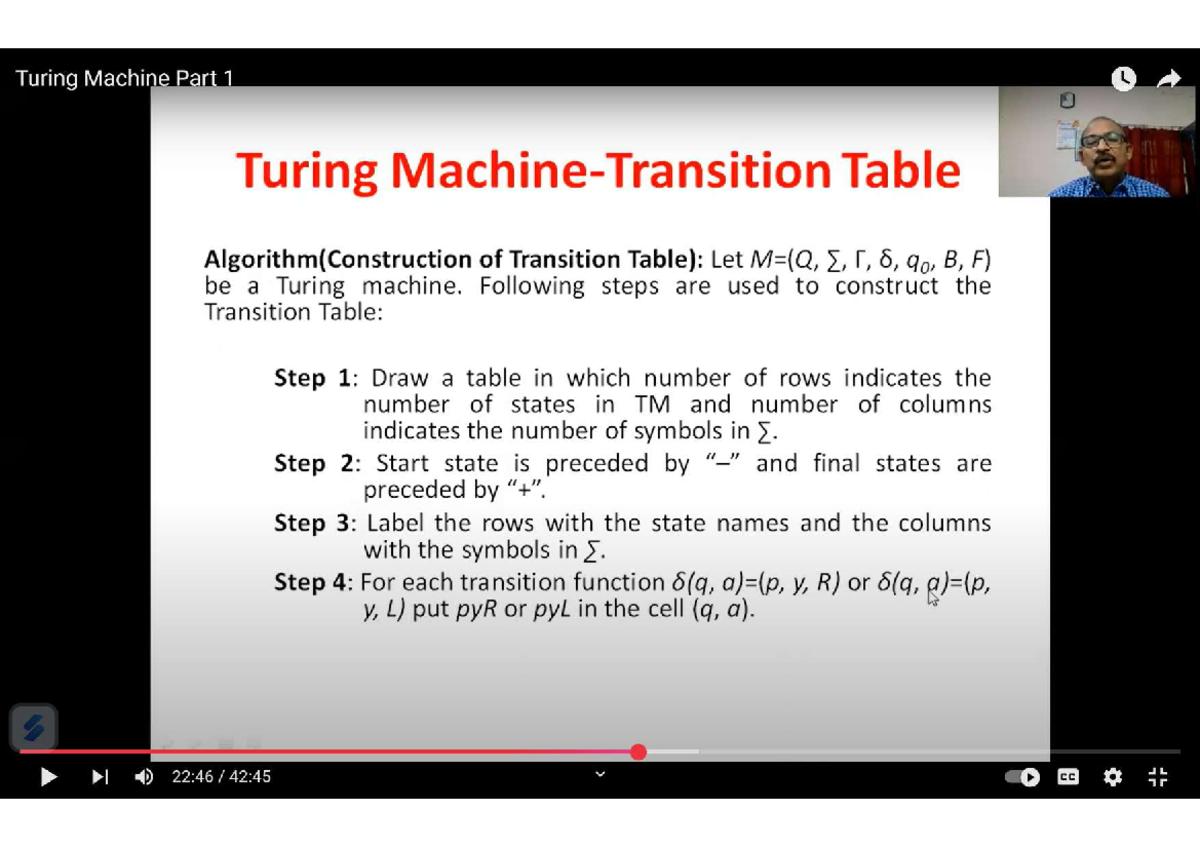 Turing Machine Construction and Transition Table Notes (TAFL) - Studocu
