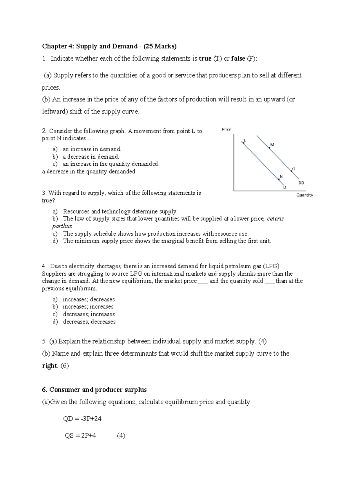 Chapter 4 Supply And Demand Tutorial Questions 25 Marks Studocu
