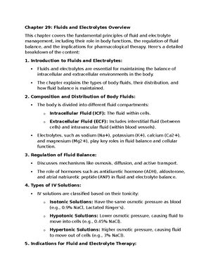 Fluid and Electrolytes - Study Notes & Assignments - Studocu