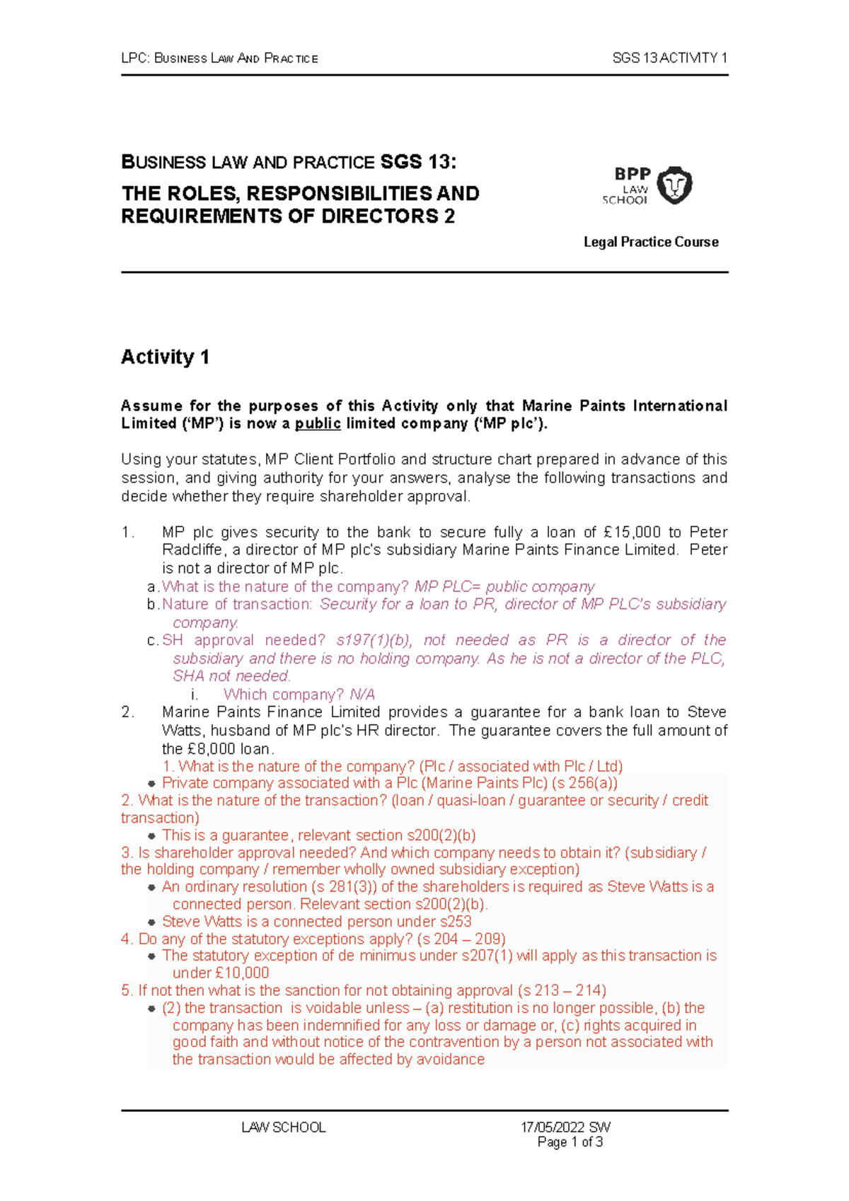 BLP+SGS+13+Activity+1+22-23 - LPC: BUSINESS LAW AND PRACTICE SGS 13 ...
