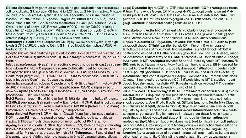 BIOL 252 Final Exam Cheat Sheet: Cell Cycle & Signaling Pathways - Studocu