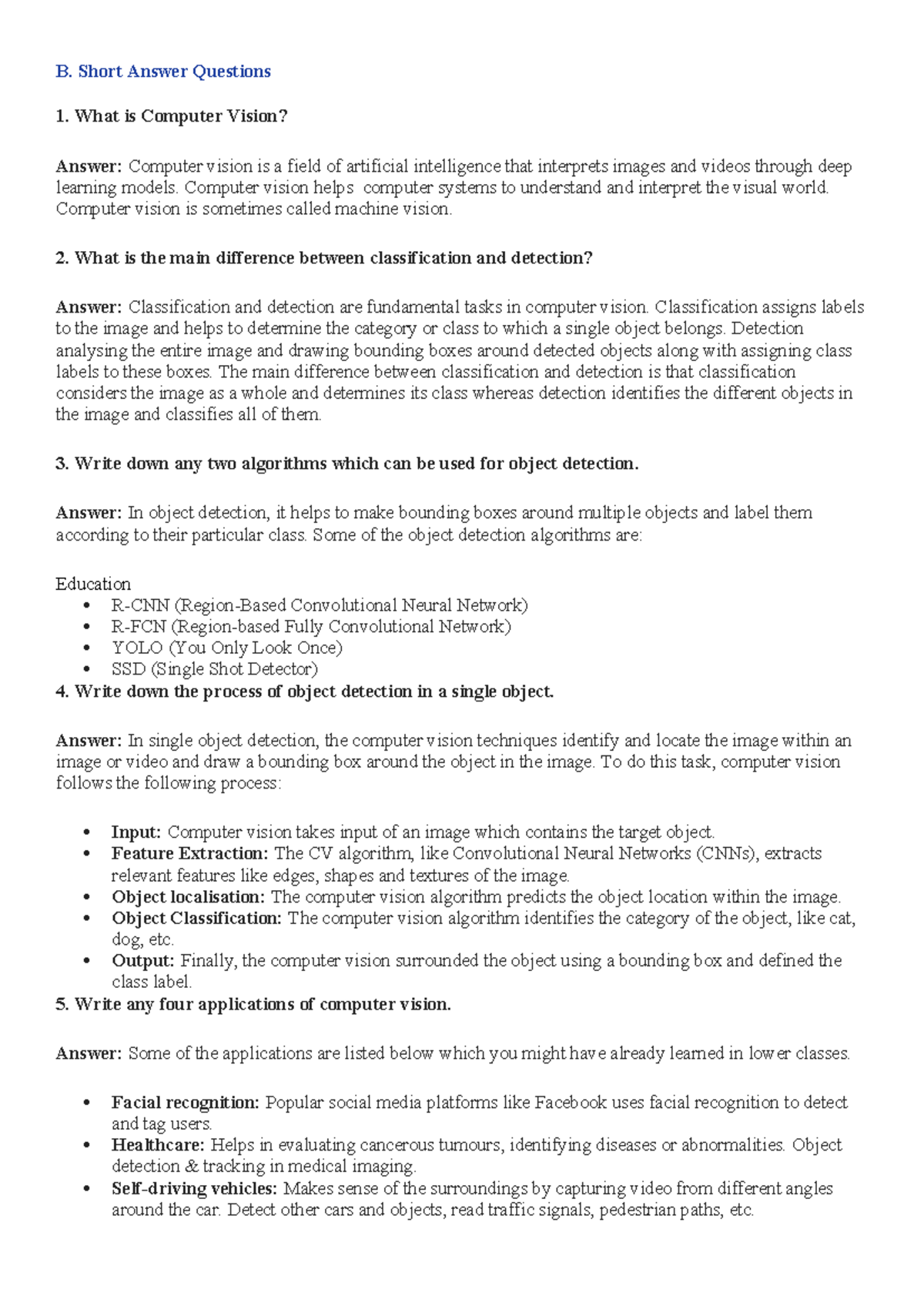 12 CV QNA - Unit 3 Notes on Computer Vision Concepts - Studocu