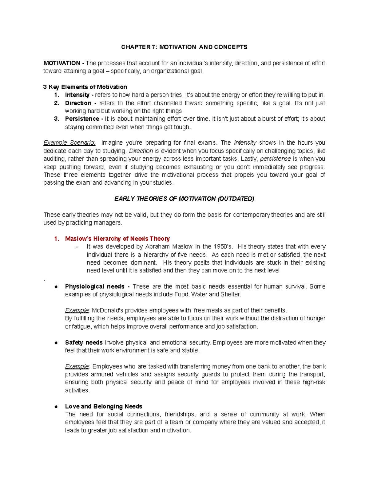 Chapter 7 - Understanding Motivation: Key Concepts and Theories - Studocu