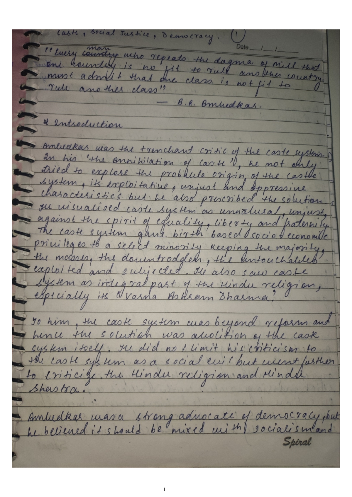 Ambedkar on social justice - B.A (Hons.) Political Science - Studocu