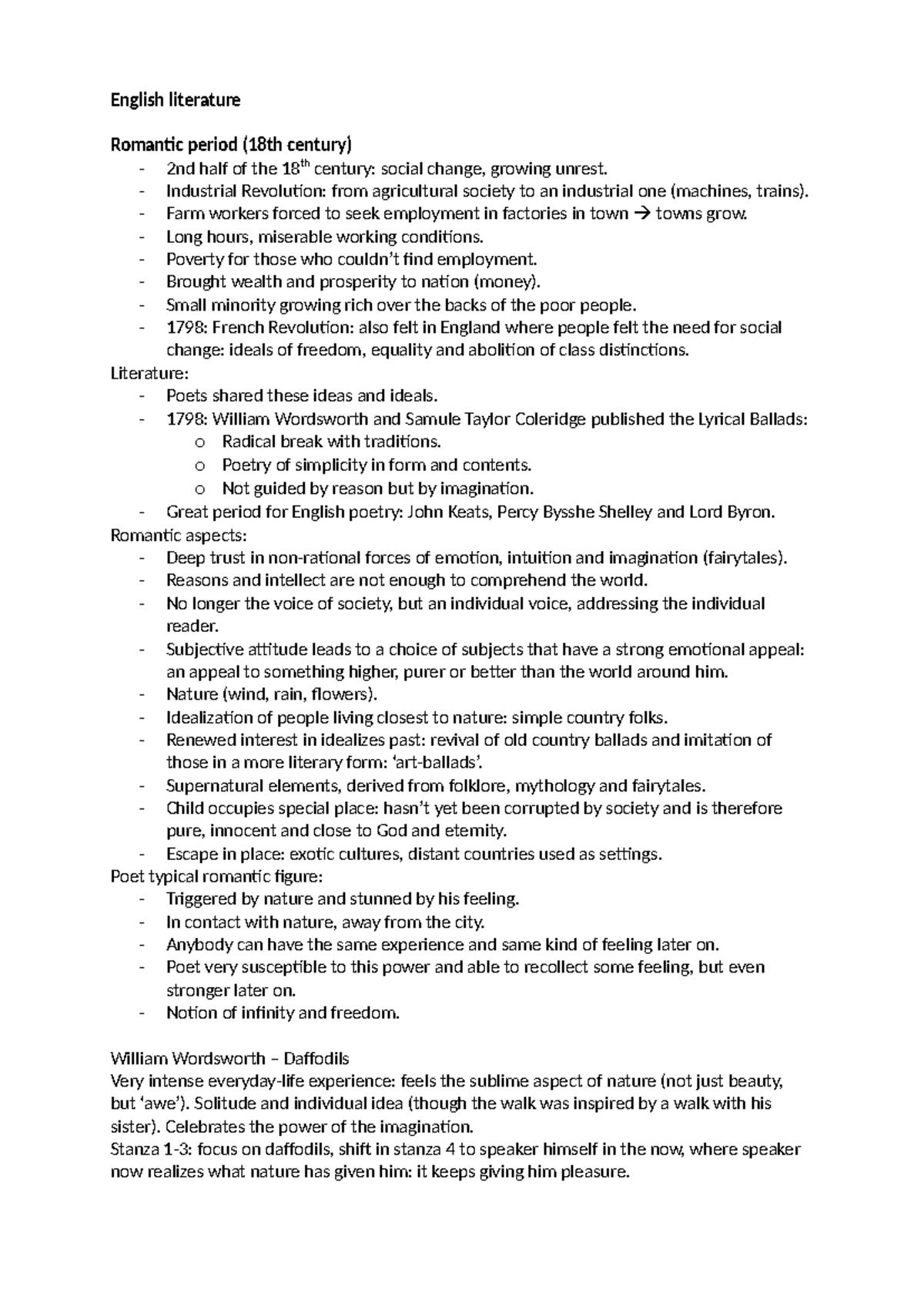 English Literature: Summary of the Romantic Period and Key Works ...