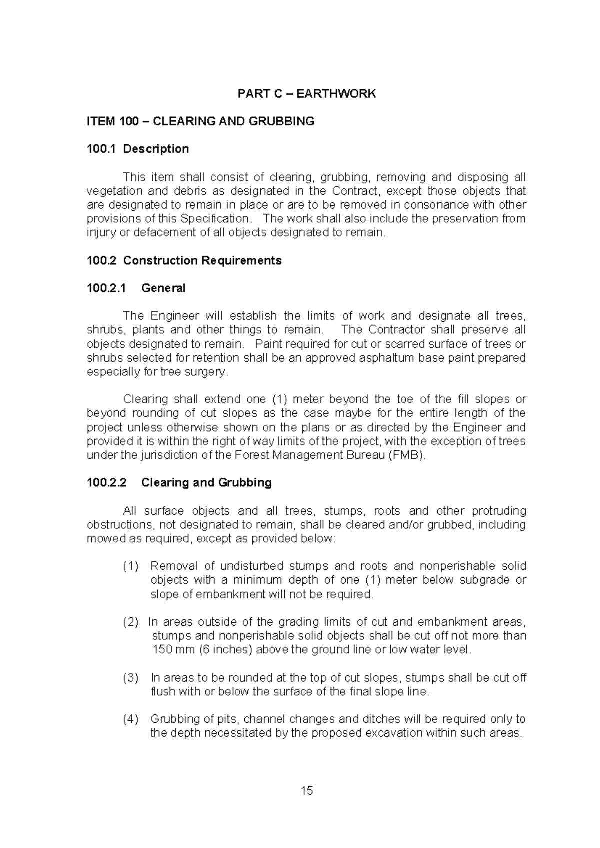 ITEM 100: Clearing and Grubbing Specifications (Latest 2012) - Studocu