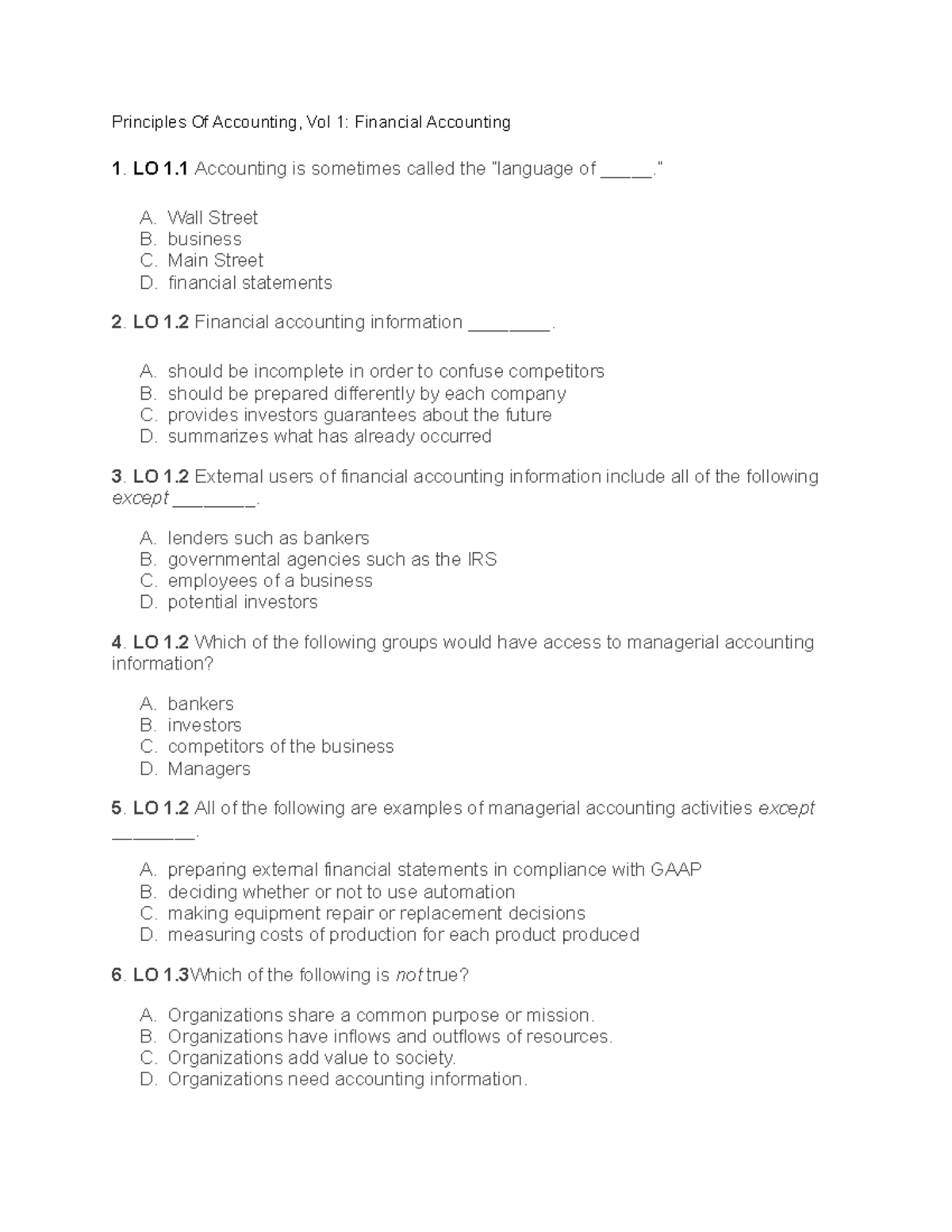 Principles Of Accounting, Vol 1 Financial Accounting - Principles Of ...